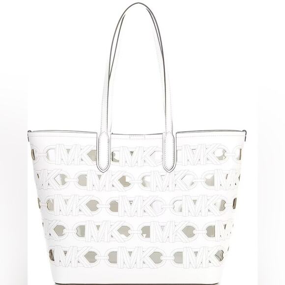 Michael Kors Eliza Large E/W Open Tote White $ 298 Bag NWT - Picture 1 of 4